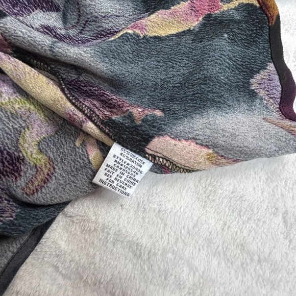 Habitat Womens Abstract Floral Button Down Tunic Top Medium Art To Wear Red Gray - Picture 5 of 8